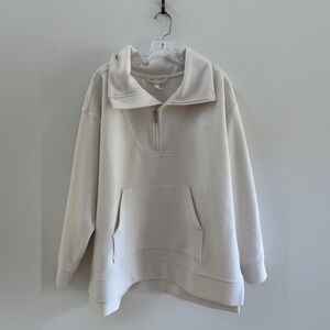 ZELLA Half-Zip Ribbed Pullover Sweater Size Large, Ivory